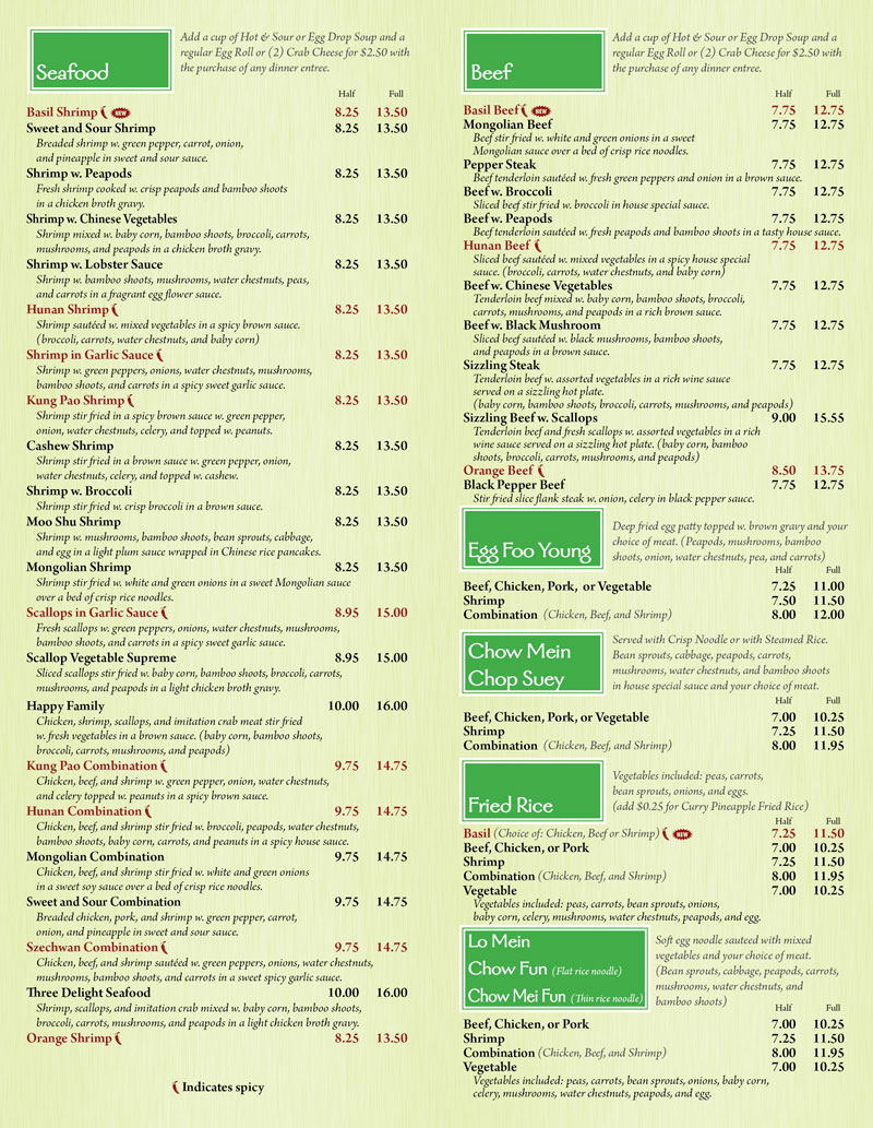 menu